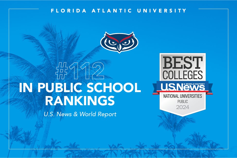 Florida Atlantic University made considerable gains in the U.S. News & World Report list of 鈥淭op Public Schools,鈥� moving up to No. 112 from No. 131 in this year鈥檚 ranking of the nation鈥檚 best universities. This is the largest rise out of all public universities in the state of Florida for the second year in a row.